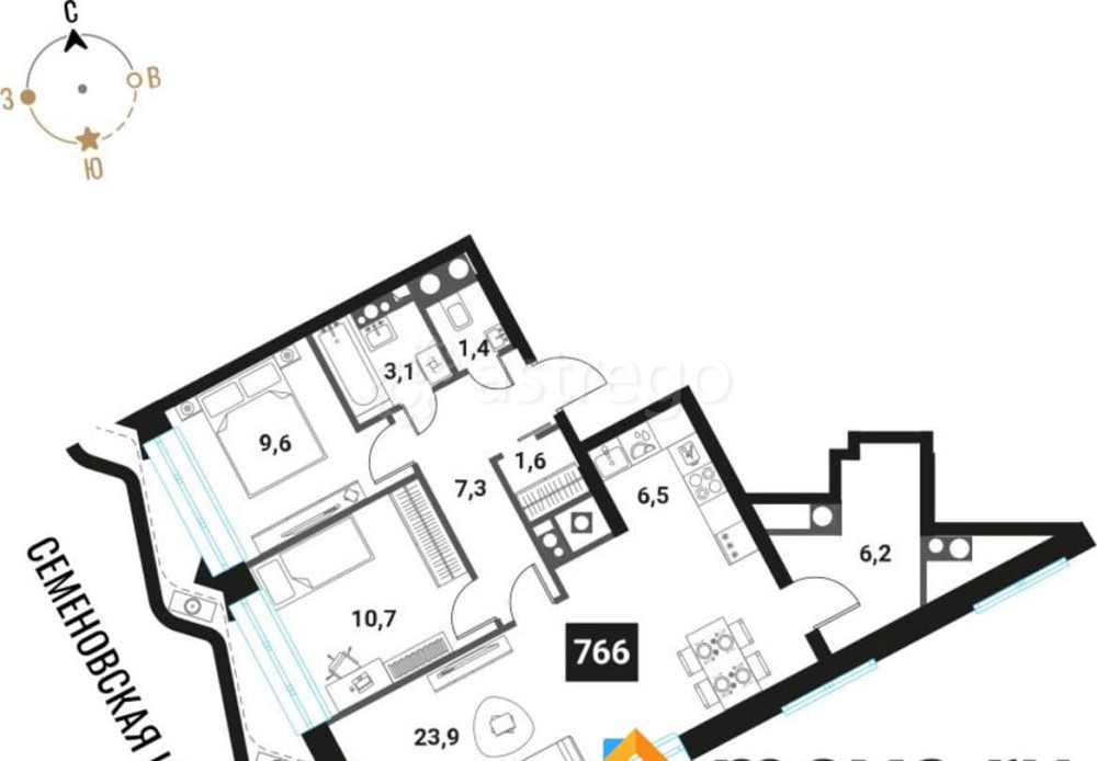 3-комн. квартира, 70.3 м2, 28/28 эт. Москва - изображение 1