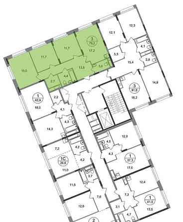 3-комн. квартира, 79 м2, 4/17 эт. Москва