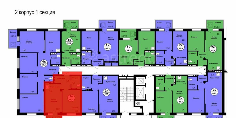 2-комн. квартира, 44 м2, 12/19 эт. Красноярск - изображение 8