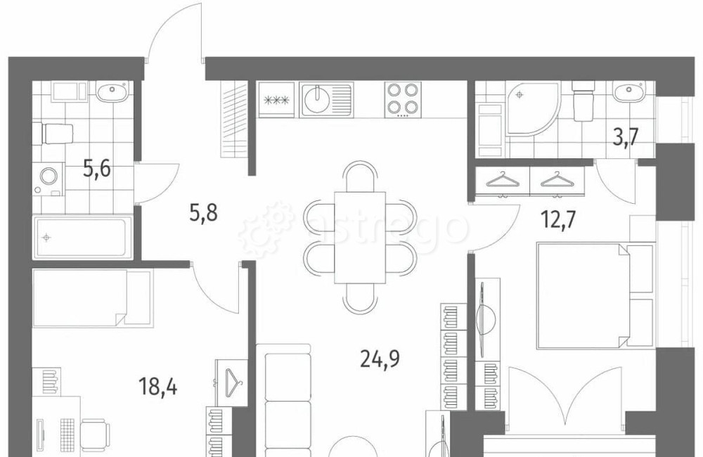 2-комн. квартира, 73 м2, 10/11 эт. Санкт-Петербург - изображение 2