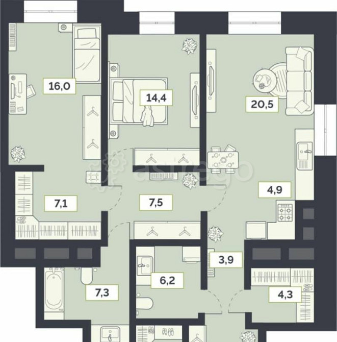 3-комн. квартира, 110.2 м2, 5/27 эт. Москва - изображение 1