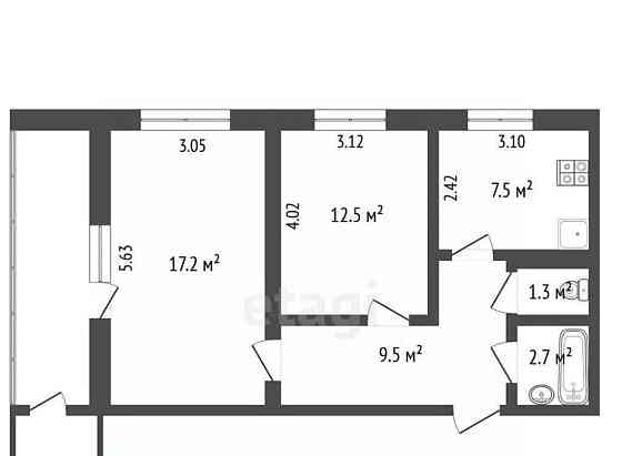 2-комн. квартира, 55.3 м2, 8/9 эт. Луховицы