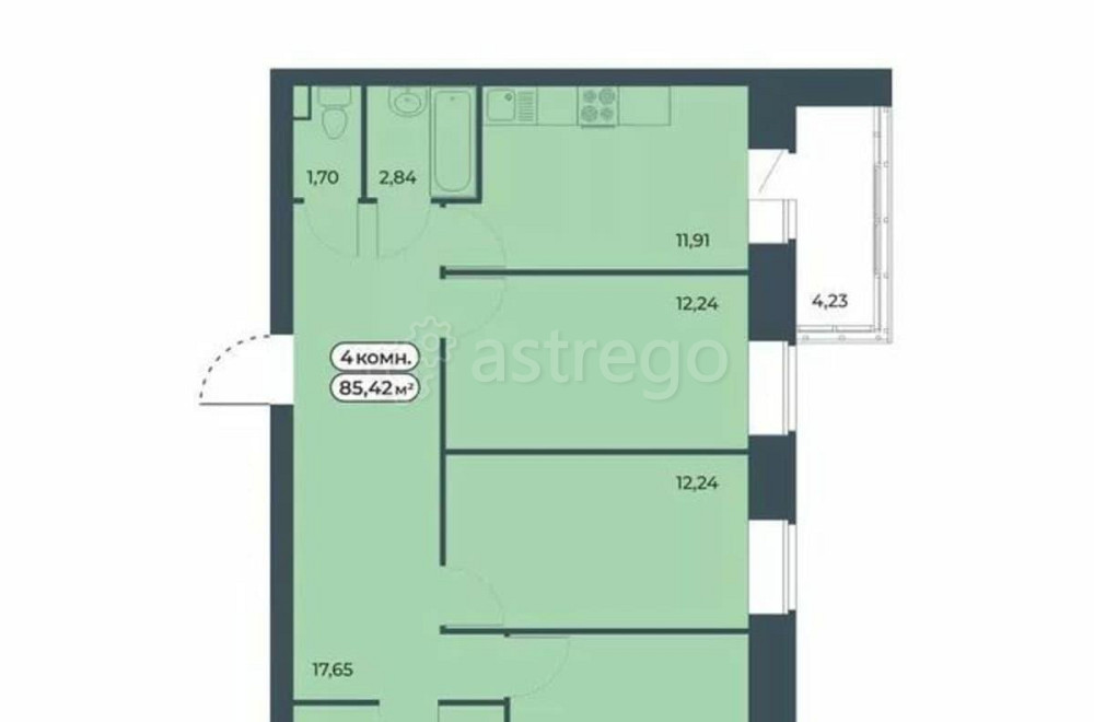 4-комн. квартира, 85.42 м2, 6/9 эт. Красноярск - изображение 7