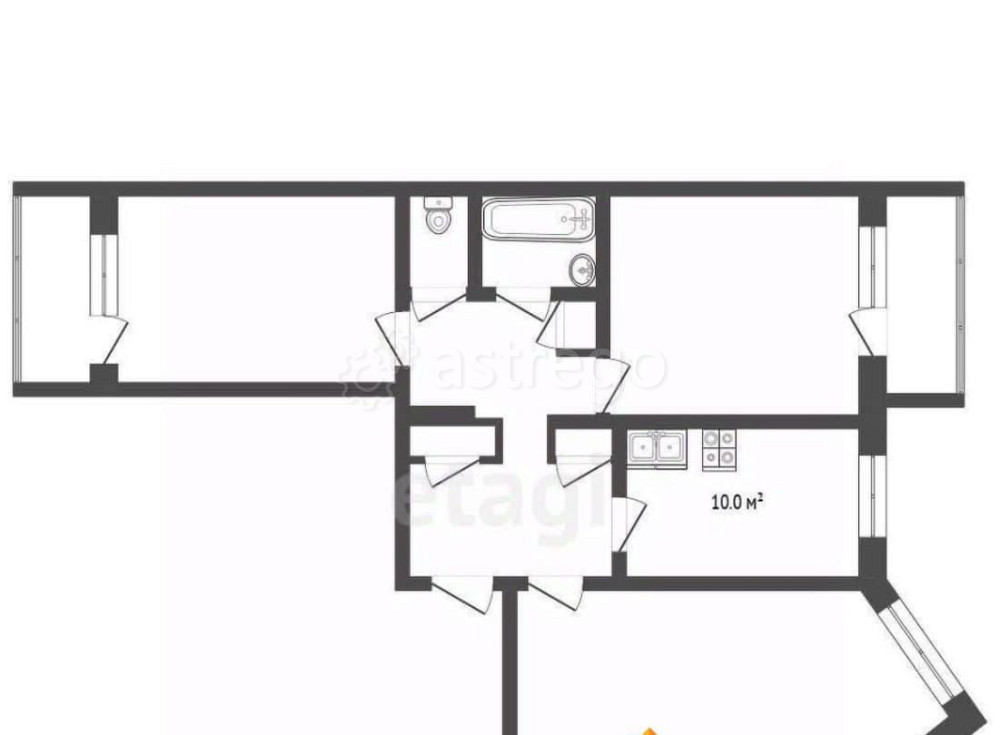 3-комн. квартира, 62.6 м2, 6/9 эт. Архангельск - изображение 3