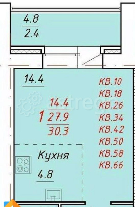 1-комн. квартира, 30.8 м2, 5/5 эт. Новоалтайск - изображение 1