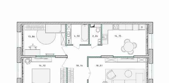 3-комн. квартира, 78 м2, 2/17 эт. Пушкино