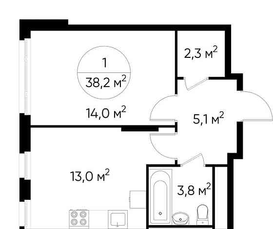 1-комн. квартира, 38 м2, 6/17 эт. Москва