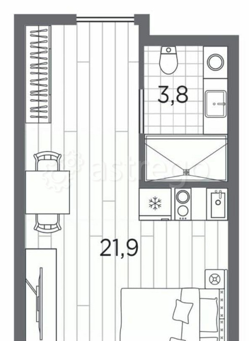 1-комн. апарт-ы, 25.7 м2, 7/13 эт. Санкт-Петербург - изображение 1