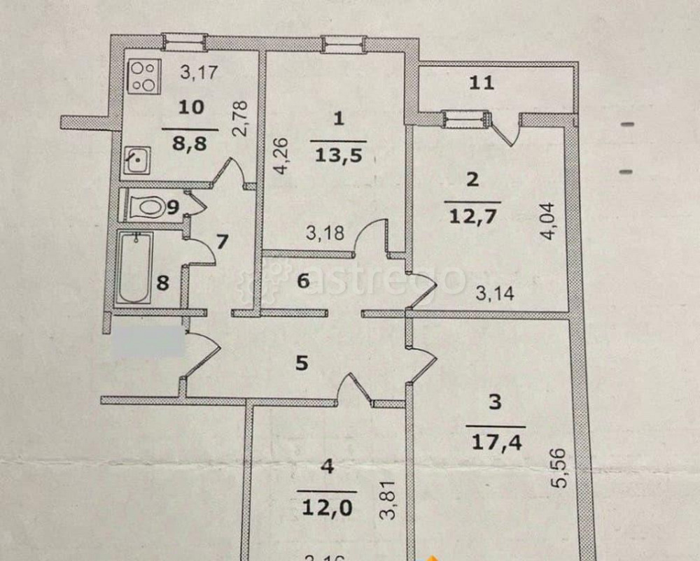 4-комн. квартира, 83.8 м2, 4/9 эт. Белгород - изображение 3