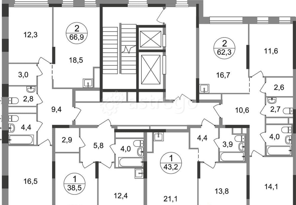 2-комн. квартира, 62 м2, 4/17 эт. Москва - изображение 10