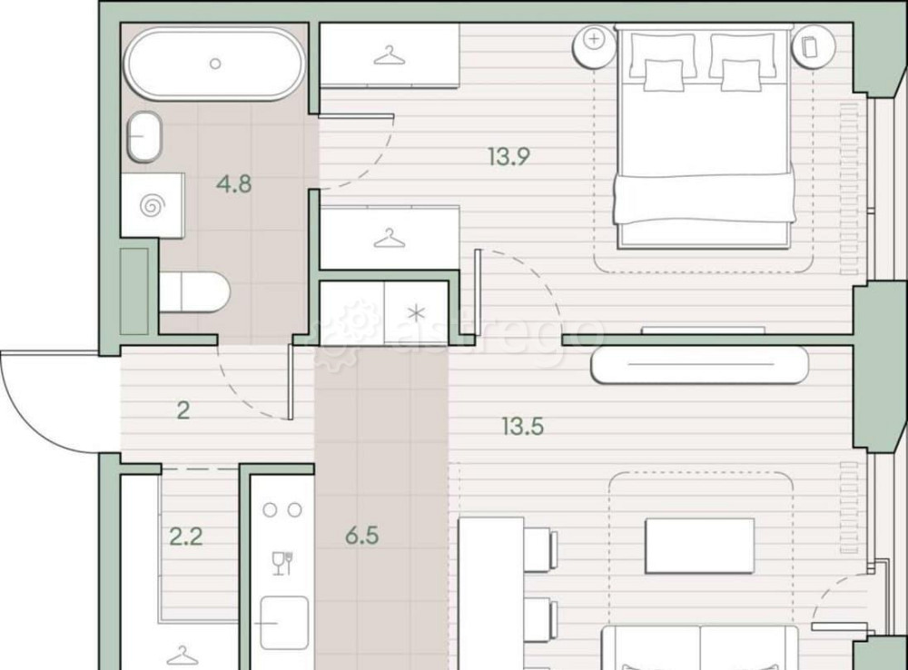 1-комн. квартира, 42.9 м2, 3/4 эт. Москва - изображение 6