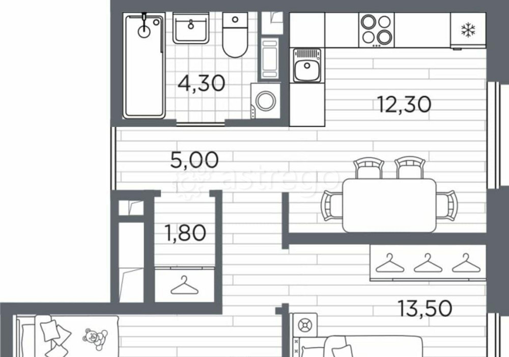 2-комн. квартира, 49.9 м2, 5/5 эт. Санкт-Петербург - изображение 1