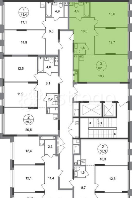 2-комн. квартира, 62 м2, 2/17 эт. Москва - изображение 5