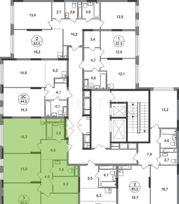 3-комн. квартира, 90 м2, 12/17 эт. Москва - изображение 10