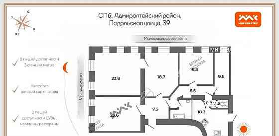 5-комн. квартира, 126 м2, 5/5 эт. Санкт-Петербург
