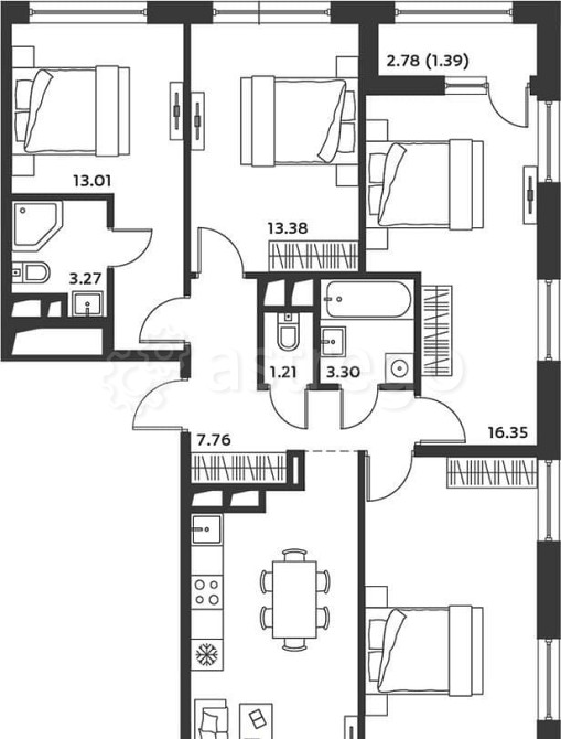 4-комн. квартира, 94.29 м2, 2/15 эт. Москва - изображение 1
