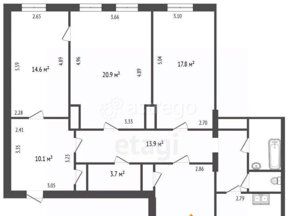 4-комн. квартира, 115.6 м2, 3/3 эт. Санкт-Петербург - изображение 7