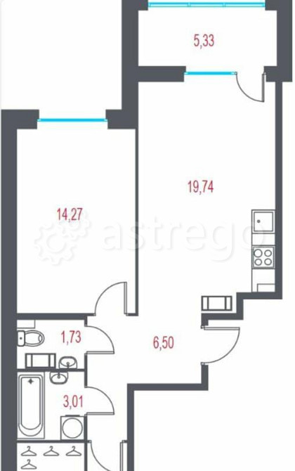 2-комн. квартира, 59.48 м2, 4/7 эт. Санкт-Петербург - изображение 2