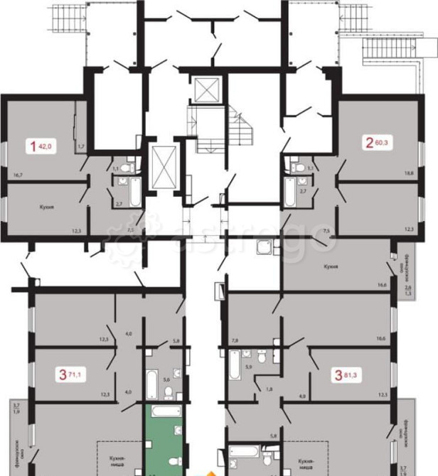 4-комн. квартира, 89.3 м2, 1/17 эт. Красноярск - изображение 1