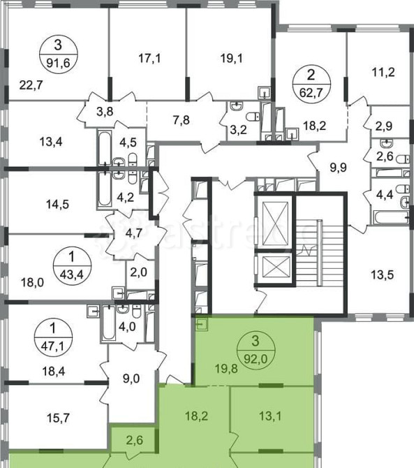 3-комн. квартира, 92 м2, 15/17 эт. Москва - изображение 10