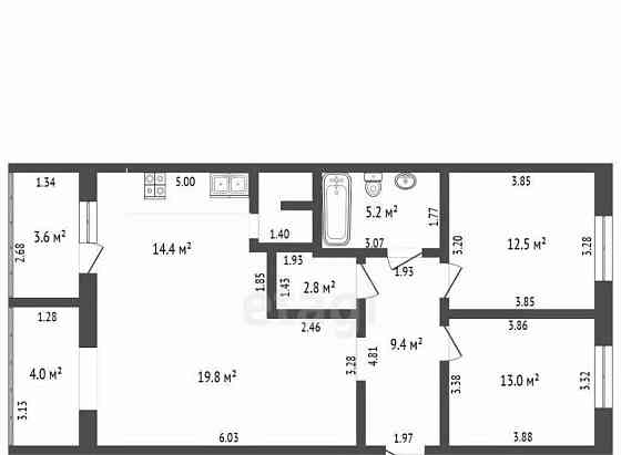 3-комн. квартира, 82.8 м2, 4/6 эт. Стерлитамак