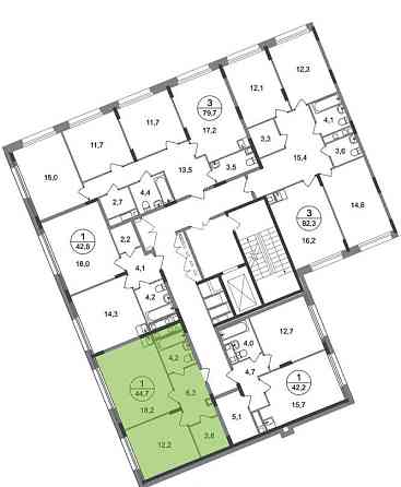 1-комн. квартира, 44 м2, 2/17 эт. Москва