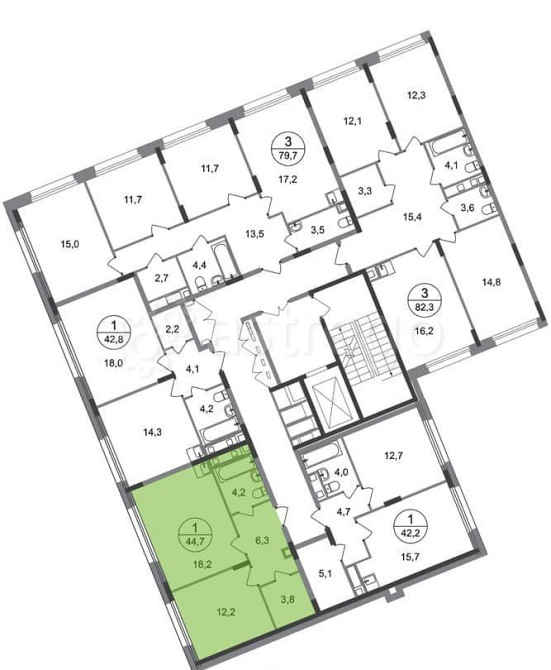 1-комн. квартира, 44 м2, 2/17 эт. Москва - изображение 4