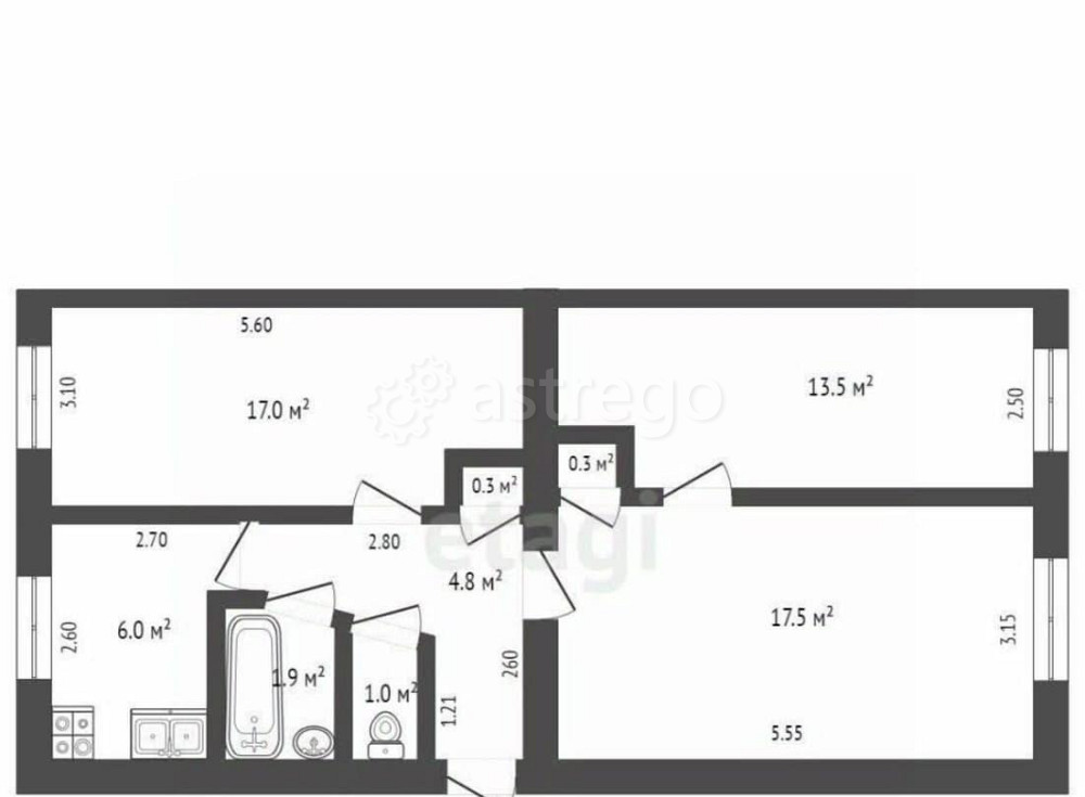 3-комн. квартира, 62.3 м2, 1/5 эт. Стерлитамак - изображение 5