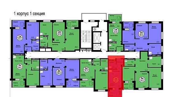1-комн. квартира, 22.3 м2, 2/19 эт. Красноярск