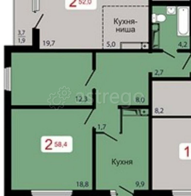 2-комн. квартира, 58.4 м2, 16/17 эт. Красноярск - изображение 4