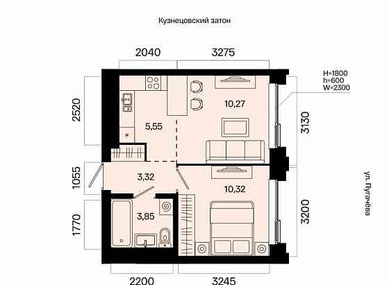 2-комн. квартира, 33.31 м2, 19/31 эт. Уфа