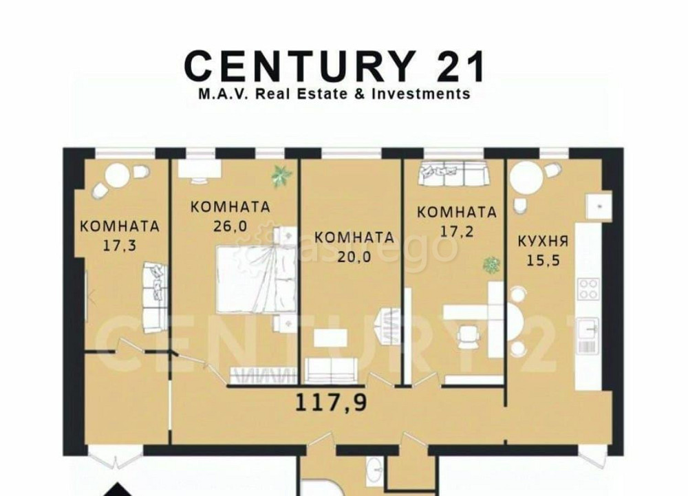 4-комн. квартира, 117.9 м2, 2/7 эт. Санкт-Петербург - изображение 3