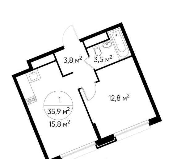 1-комн. квартира, 35 м2, 2/17 эт. Москва