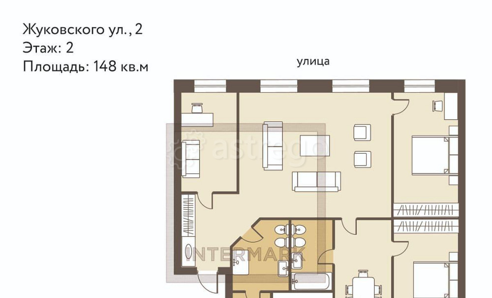 4-комн. квартира, 148 м2, 2/6 эт. Москва - изображение 4