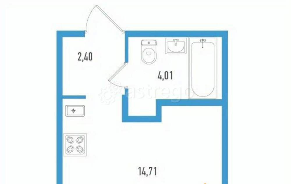 Студия, 22.43 м2, 2/12 эт. Санкт-Петербург - изображение 1