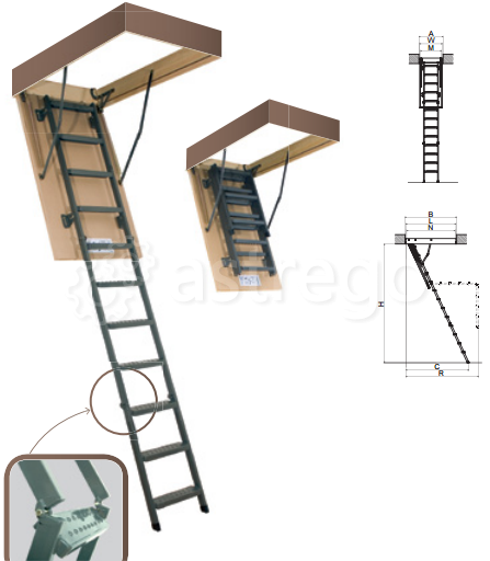 Лестница чердачная LMS Складная металлическая 60x120x280 Fakro Симферополь - изображение 1