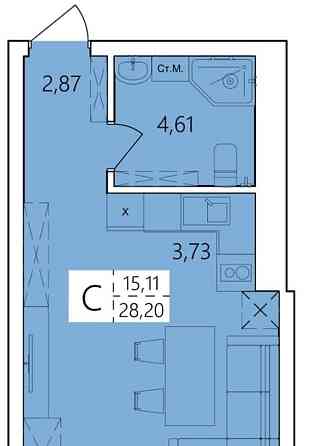 Студия, 28.2 м2, 14/25 эт. Уфа