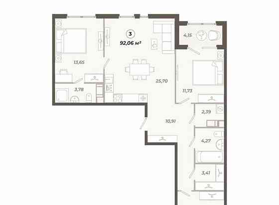 3-комн. квартира, 92.05 м2, 3/12 эт. Санкт-Петербург