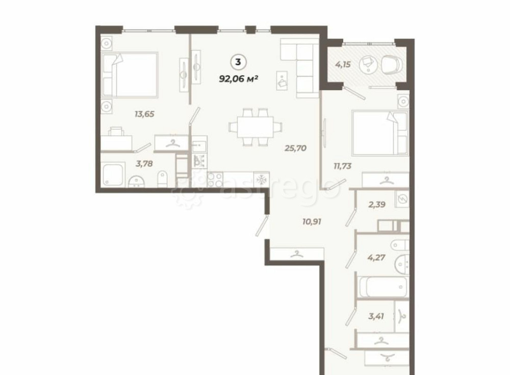 3-комн. квартира, 92.05 м2, 3/12 эт. Санкт-Петербург - изображение 1