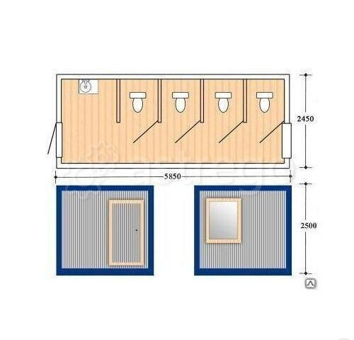 Бытовка металлическая с раковинами и санузлом БК-2 GGStroyMarket, Россия Москва - изображение 1