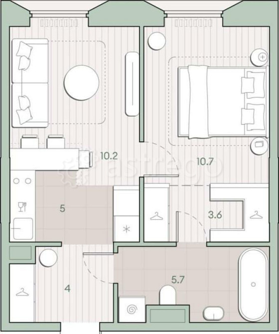 1-комн. квартира, 39.2 м2, 3/13 эт. Москва - изображение 5