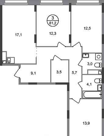 3-комн. квартира, 81 м2, 6/17 эт. Москва
