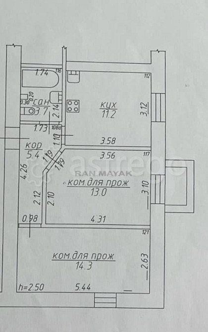2-комн. квартира, 47.6 м, 1/9 эт. Майкоп - изображение 7