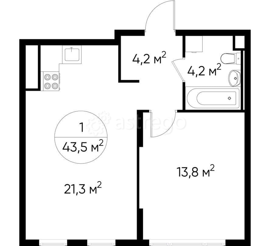 1-комн. квартира, 43 м2, 2/17 эт. Москва - изображение 1
