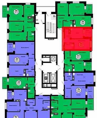 1-комн. квартира, 32.3 м2, 3/26 эт. Красноярск