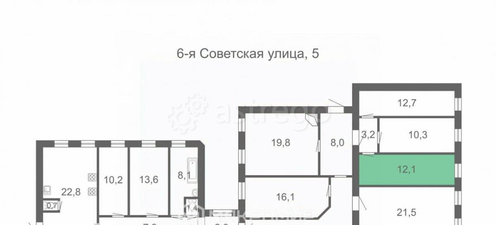 Комната, 12.1 м2, 1/7 эт. Санкт-Петербург - изображение 2