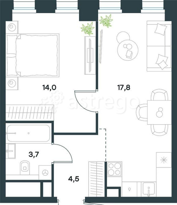 1-комн. квартира, 40 м2, 31/40 эт. Москва - изображение 2