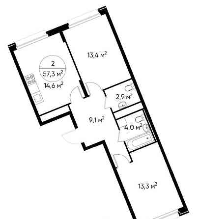 2-комн. квартира, 57 м2, 2/17 эт. Москва