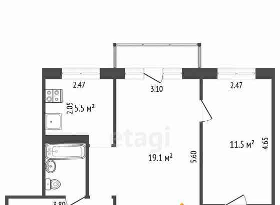 2-комн. квартира, 45.6 м2, 3/5 эт. Бронницы
