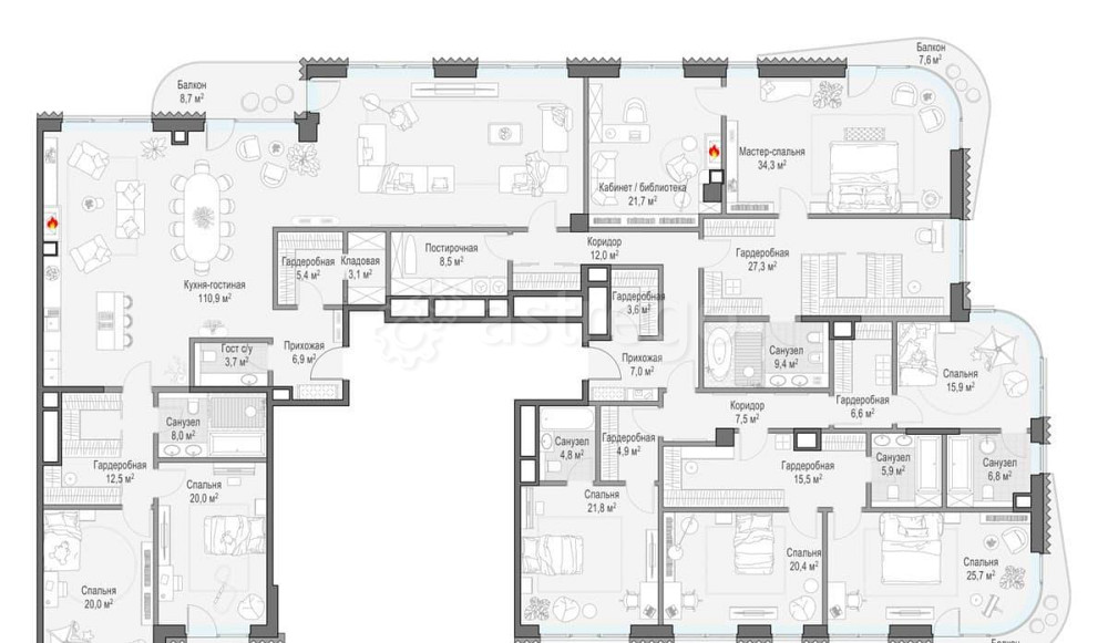 Многокомнатная квартира, 456 м2, 6/8 эт. Москва - изображение 1